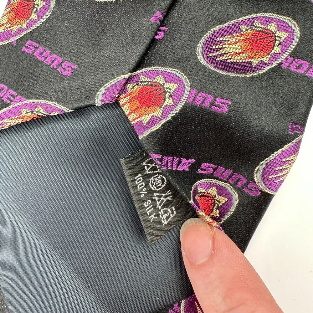 Vintage Phoenix Suns‎ Tie Purple Silk NBA Basketball Logo Sports Arizona Gift